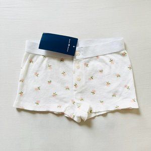 BNWT Brandy Melville/John Galt white and pink floral waffle knit thermal shorts